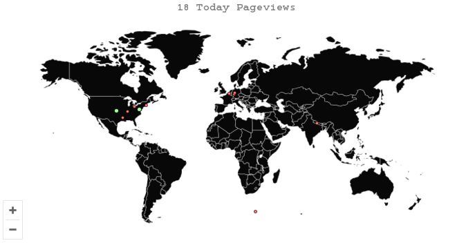 Live visitor map showing global traffic